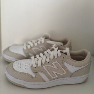 New Balance Cream and White Casual Sneakers